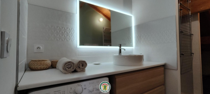 Salle de bain avec douche, WC et lave linge Salle de bain avec douche, WC et lave linge